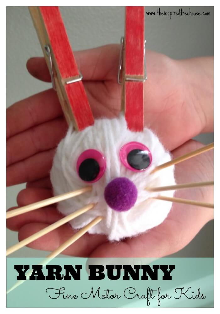 Yarn Projects For Kids making an Easter bunny head