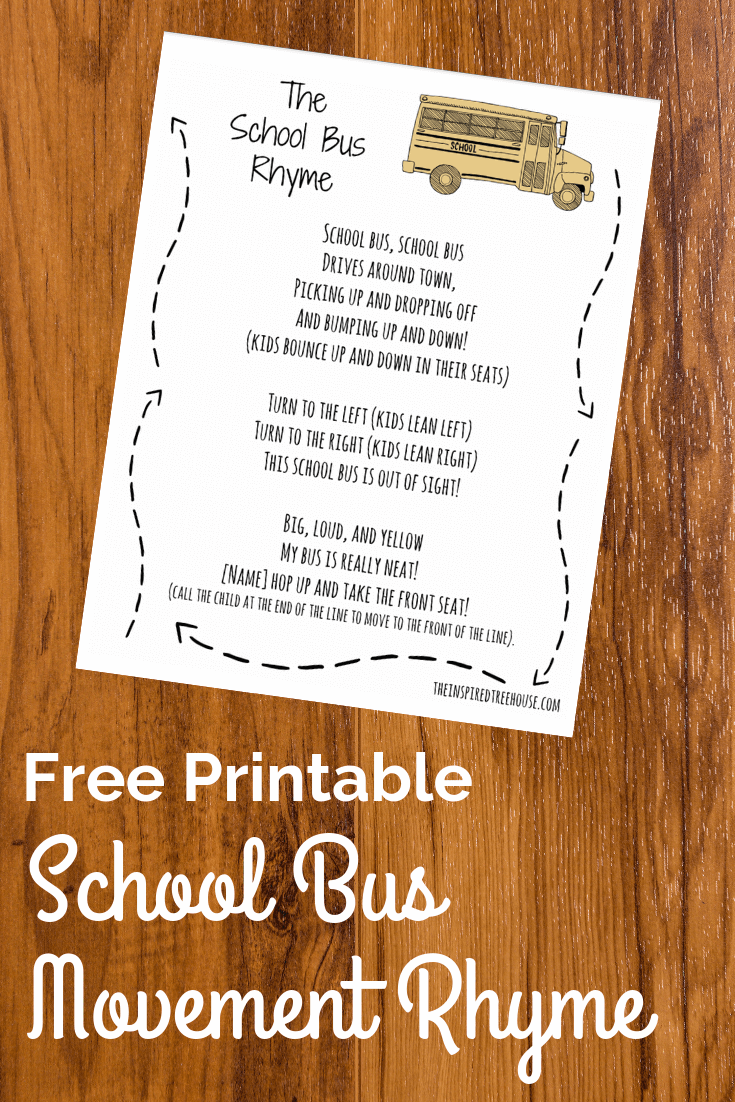 The Inspired Treehouse - This free printable school bus movement rhyme is the perfect way to introduce young students to their classroom and new friends!