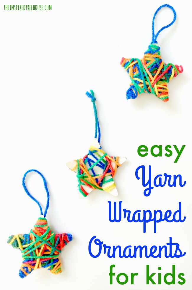 The Inspired Treehouse - Looking for easy Christmas crafts for kids? These yarn wrapped ornaments are perfect for this year's classroom holiday party!