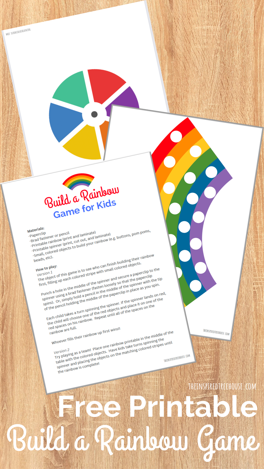 Printable build a rainbow game for kids