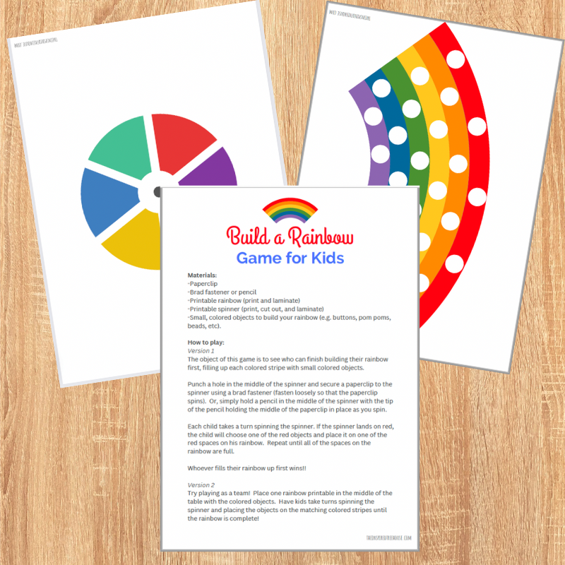 Printable build a rainbow game for kids