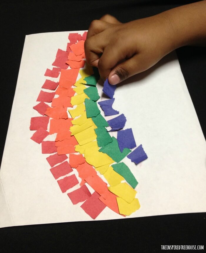 therapy thursday rainbow torn paper crafts for preschoolers