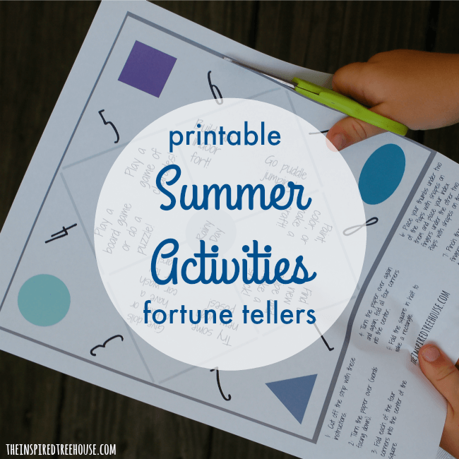 The Inspired Treehouse - Free Printable Summer Activities Fortune Tellers - This fun little craft can help you choose something fun to do on those long, hot summer days! Choose from rainy day activities, backyard activities, chores, activities and outings, or use the blank one to create your own!