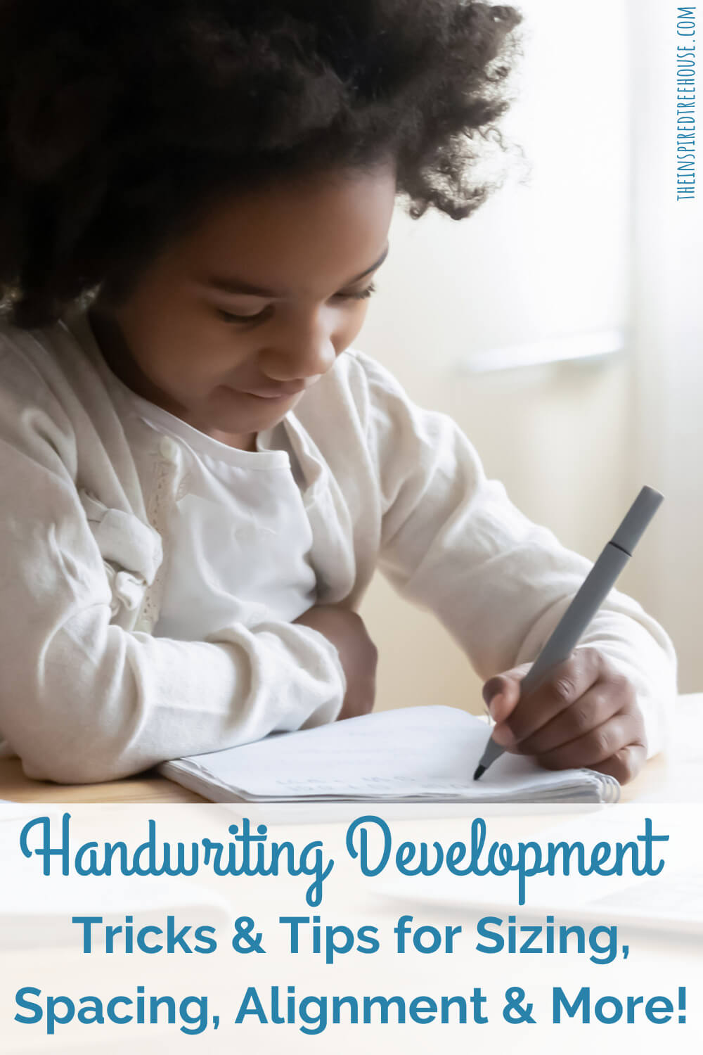 little girl writing with text about tips to improve handwriting