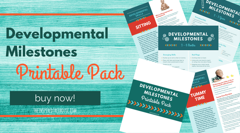 developmental milestones printable pack on blue background
