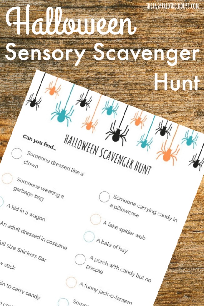 The Inspired Treehouse - This Halloween Sensory Scavenger Hunt is the perfect way to keep kids calm if they're nervous or overwhelmed by Trick or Treating.