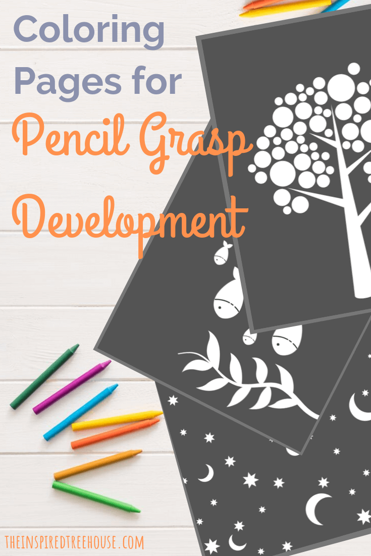 Coloring pages with black background for pencil grasp development.