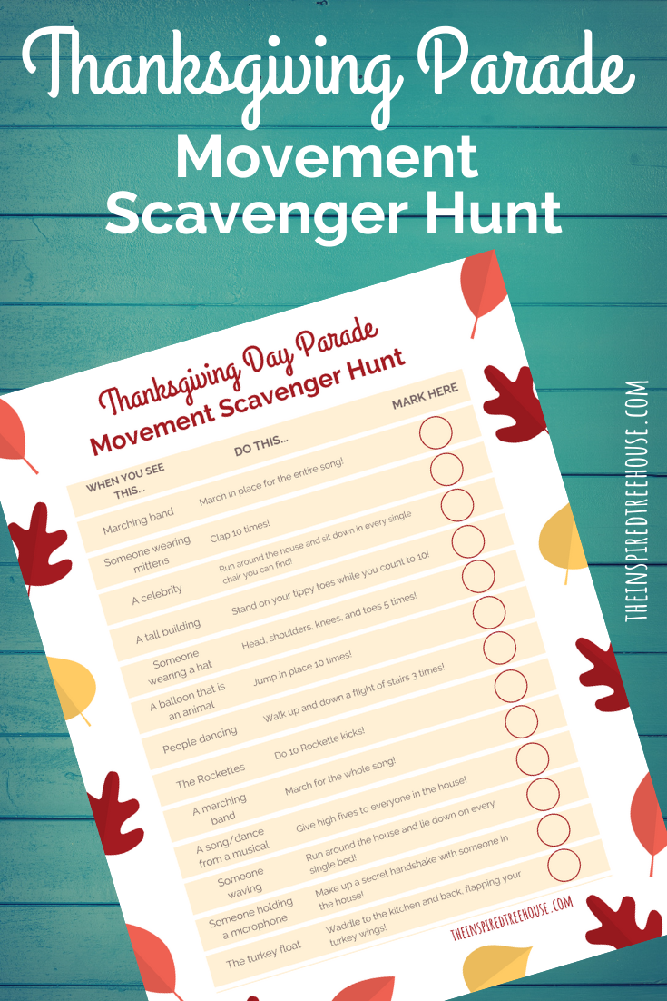 printable movement scavenger hunt for thanksgiving day parade