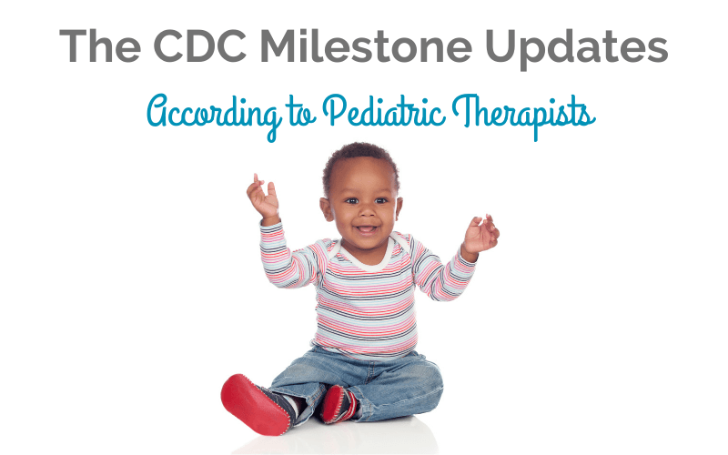baby sitting with text: The CDC Milestone Updates According to Pediatric Therapists