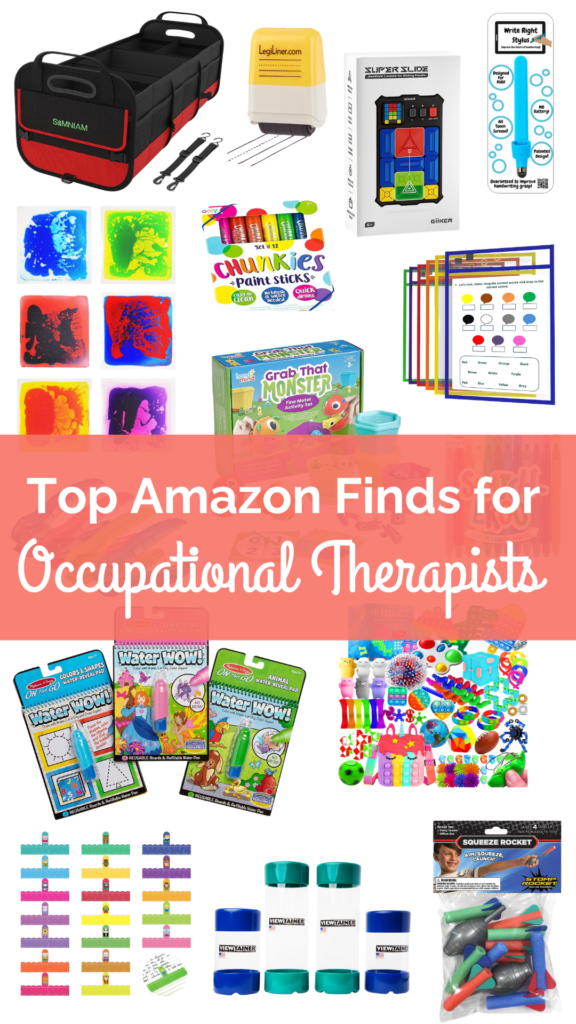 Image of our favorite occupational therapy toys for developing motor and sensory skills.