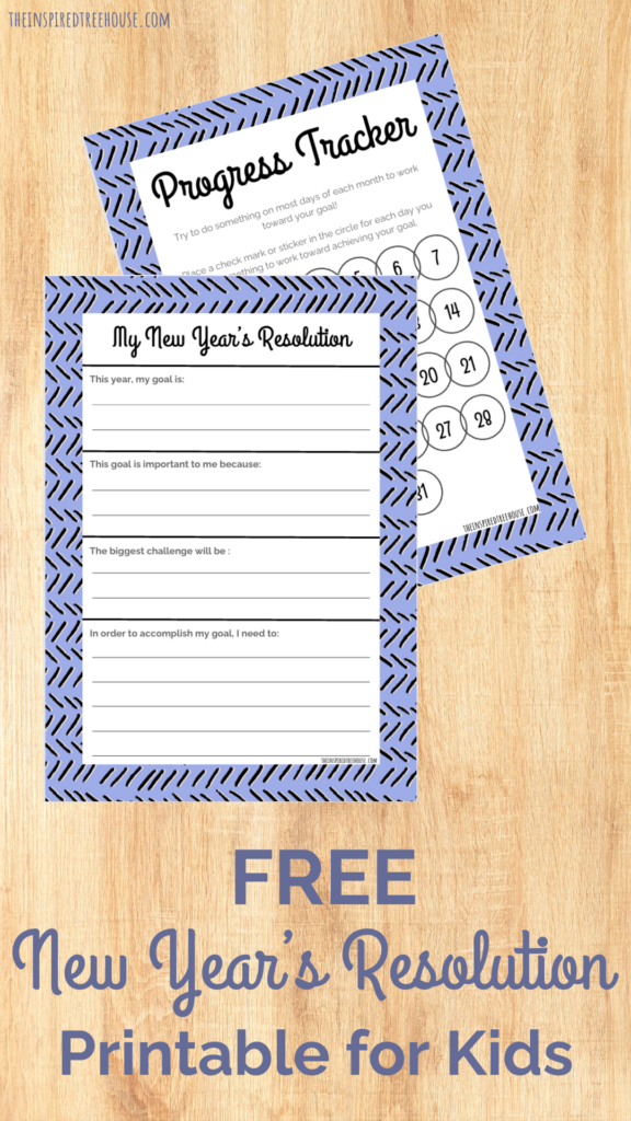 new years resolution printable for kids