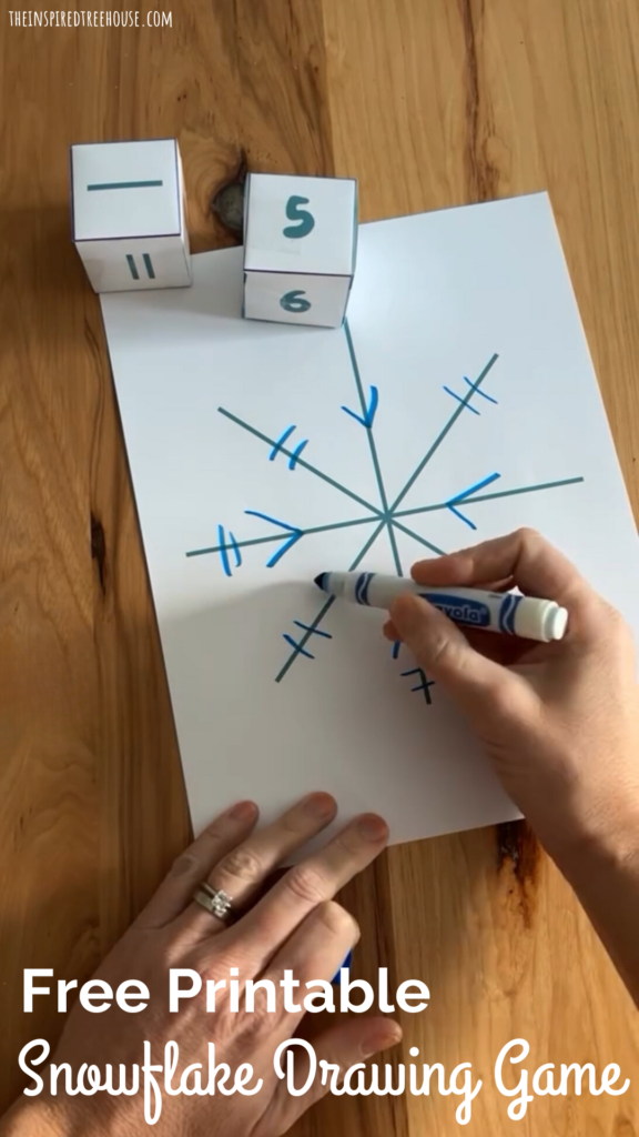 free printable snowflake drawing game for kids