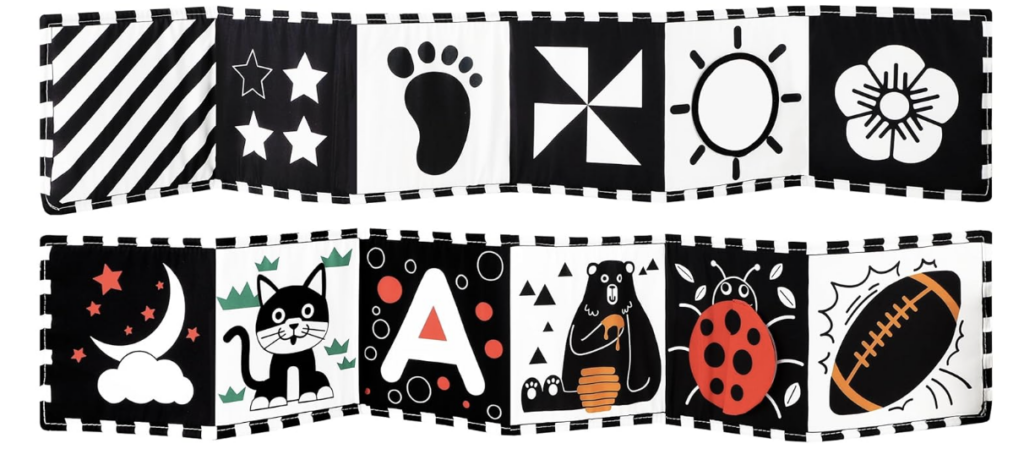 toys for physical development of infants - black and white contrast mat