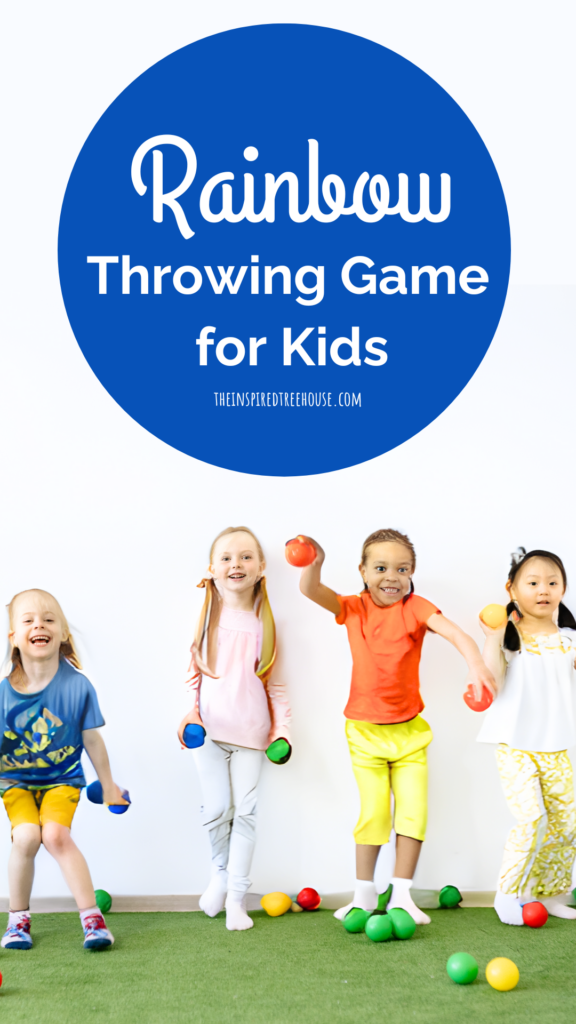 rainbow throwing game rainy day activities for kids - kids throwing colorful balls